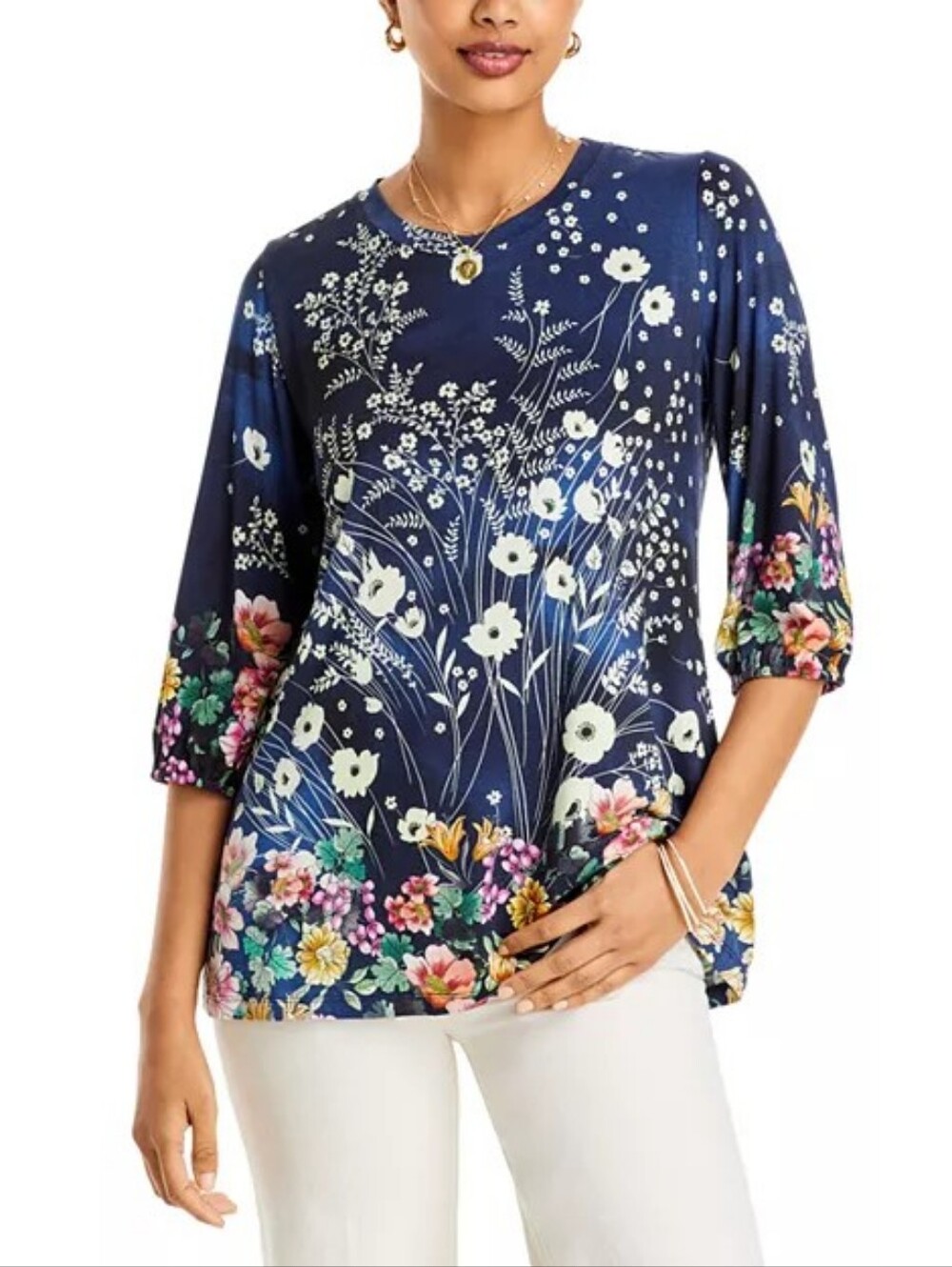 Johnny Was The Janie Favorite Floral Puff Sleeve Top SZ 1X